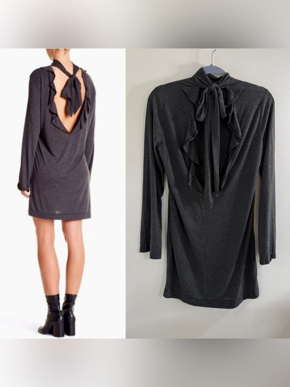 IRO Casey Charcoal Gray Open Back Dress